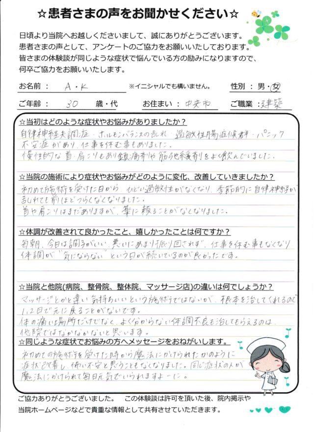 アンケート用紙